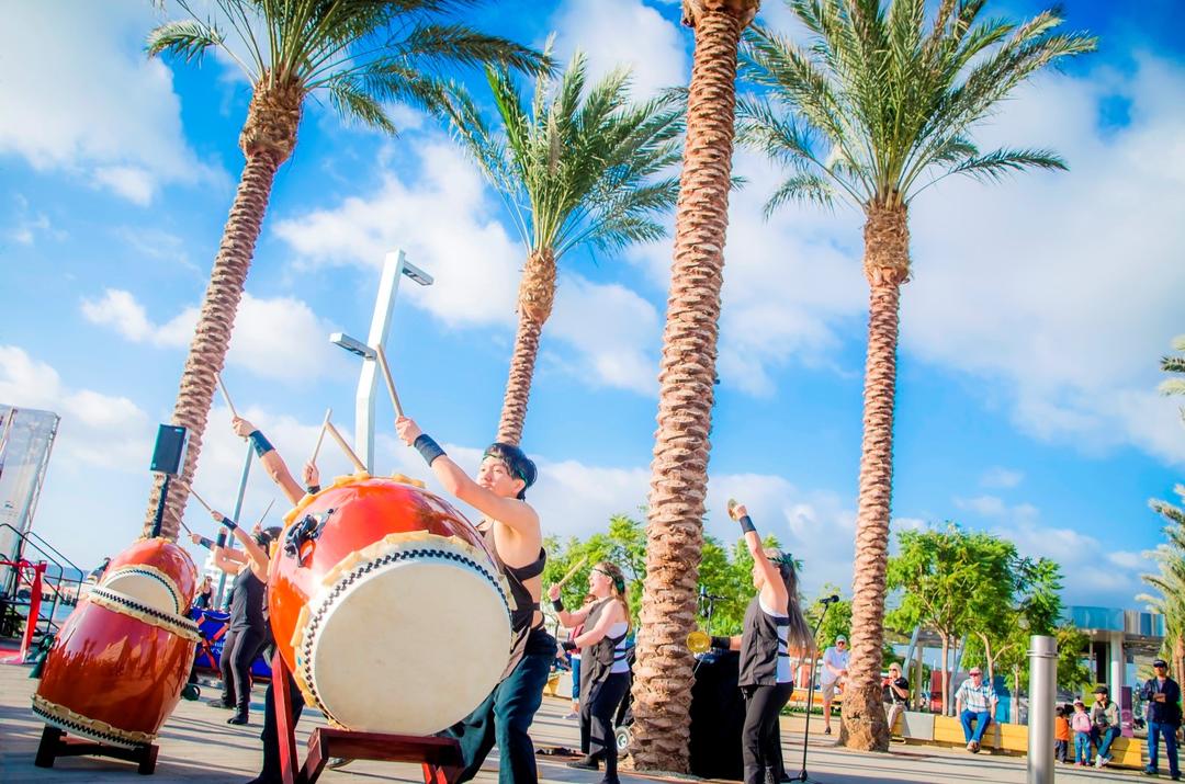 Taiko drummers at an event at the Port of San Diego