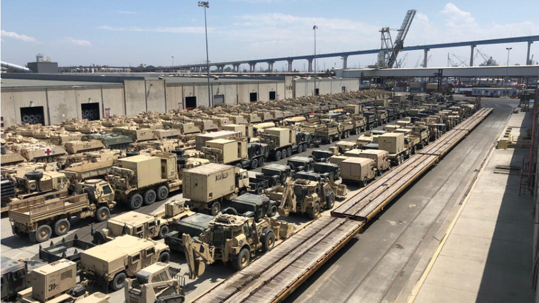Military equipment on the Tenth Avenue Marine Terminal