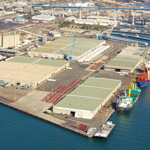 Aerial view of the Port of San Diego's Tenth Avenue Marine Terminal in San Diego.