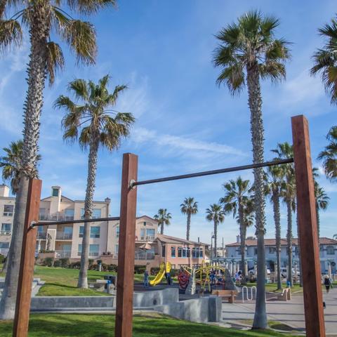 Hanging exercise bars at Dunes Park at the Port of San Diego