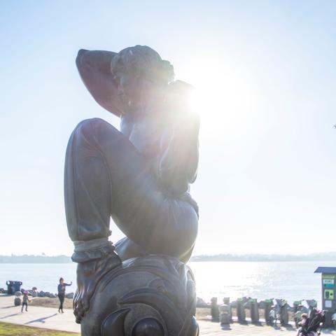 Morning sculpture by Donal Hord at Embarcadero Marina Park North at the Port of San Diego