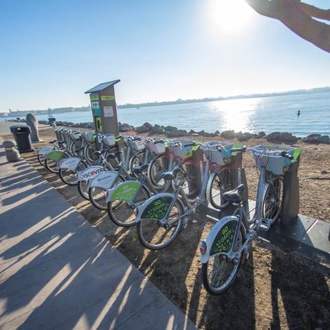 Rental bikes station at Embarcadero Marina Park North at the Port of San Diego