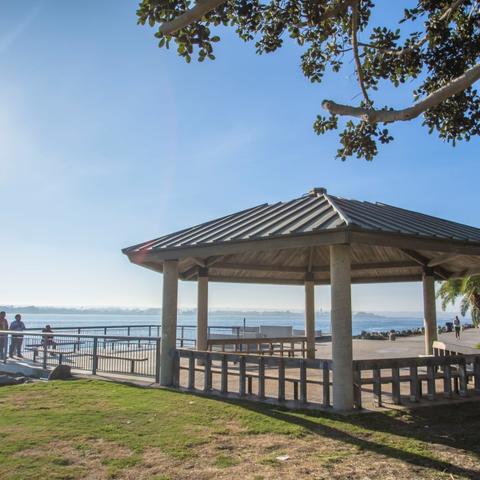 Gazebo and benches at Embarcadero Marina Park North at the Port of San Diego