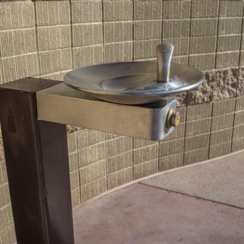 Drinking water fountain at Portwood Pier Plaza at the Port of San Diego