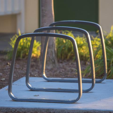 Three bike racks at Ruocco Park at the Port of San Diego