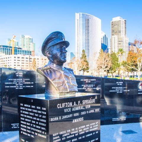 Battle of Leyte Gulf Memorial by Kim Moon at Tuna Harbor Park at the Port of San Diego