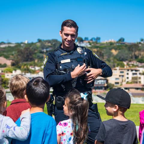 Port of San Diego Harbor Police Officer talking to kids
