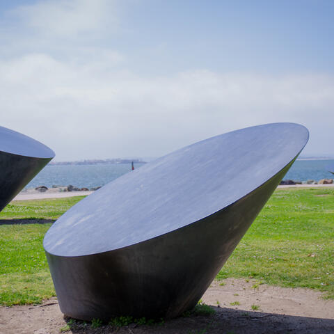 Art display along the waterfront